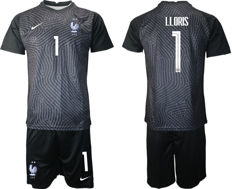 Men 2021 France black goalkeeper #1 soccer jerseys